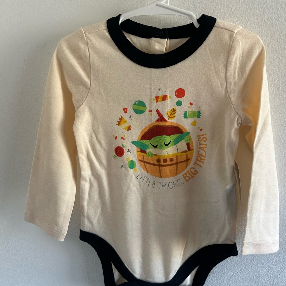 NWT Star Wars Grogu Cream and Black Bodysuit